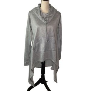 Xiranmei Cowl Neck Hoodie Long Sleeve Gray Medium